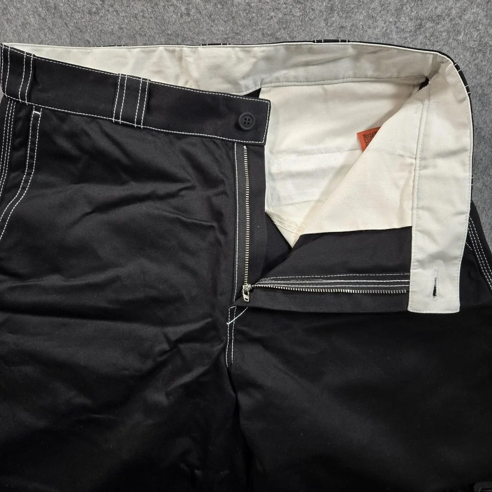 Heron Preston Shorts Mens Large 33 Black Canvas Relaxed Fit Lined Logo Chino